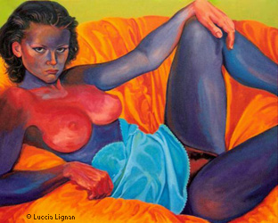 Luccia Lignan co.uk  . Documenta 2007 News . Femme Calé dans un Fauteuil . painting . luccia lignan .